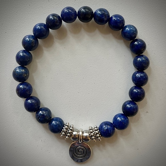 Dark Blue Lapis Handcrafted Bead Bracelet - Picture 3 of 6